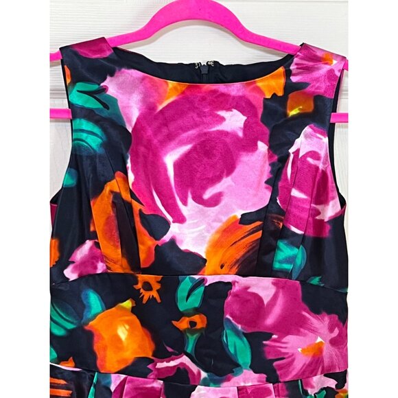 St. John Floral Dress Watercolor Sleeveless Pencil Sheath Lined Silk Pockets 6 - Picture 4 of 13